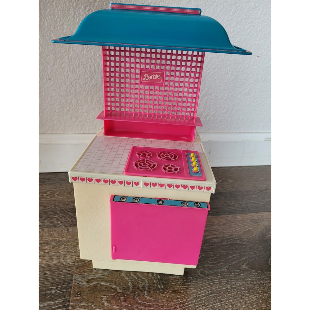 Vintage 1984 Barbie Kitchen Play Mattel 9119-2159 Pink Heart Kitchen Center #5